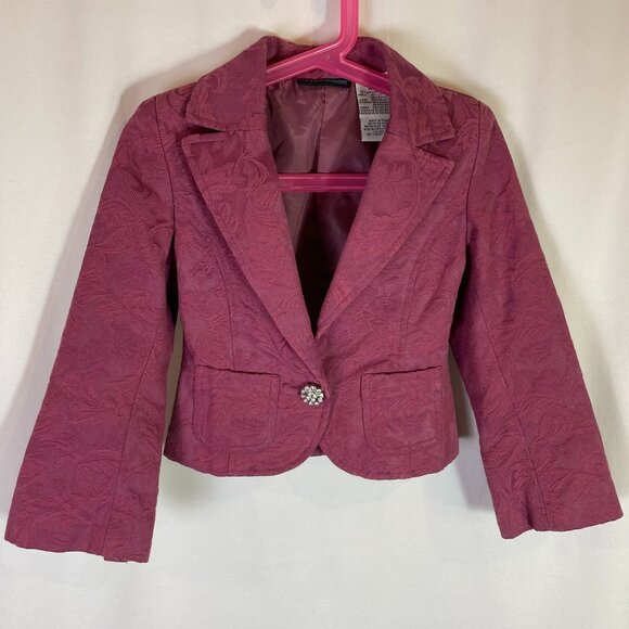 Mary-Kate and Ashley Other - Mary-Kate and Ashley Blazer Girl's XS 4 5 Burgandy Textured Brocade Rhinstones